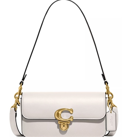 COACH Studio Glovetanned Leather Baguette Bag :WHITE